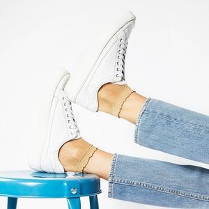 Free People White Letterman Leather Sneakers